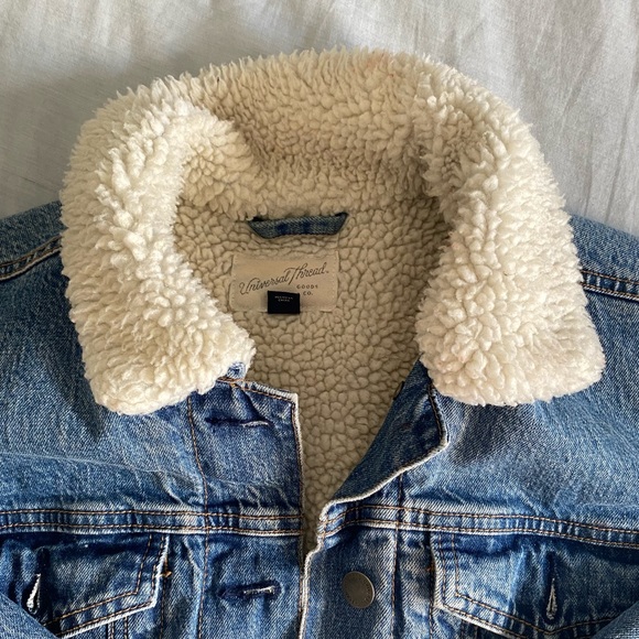 Jean denim shearling jacket target universal thread - Picture 5 of 13